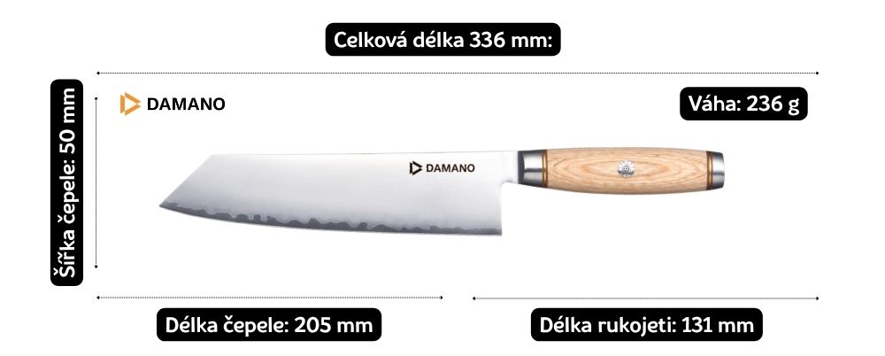 rozměry nože